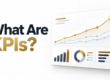 KPI performance dashboard with a gold growth line moving towards a strategic business target.